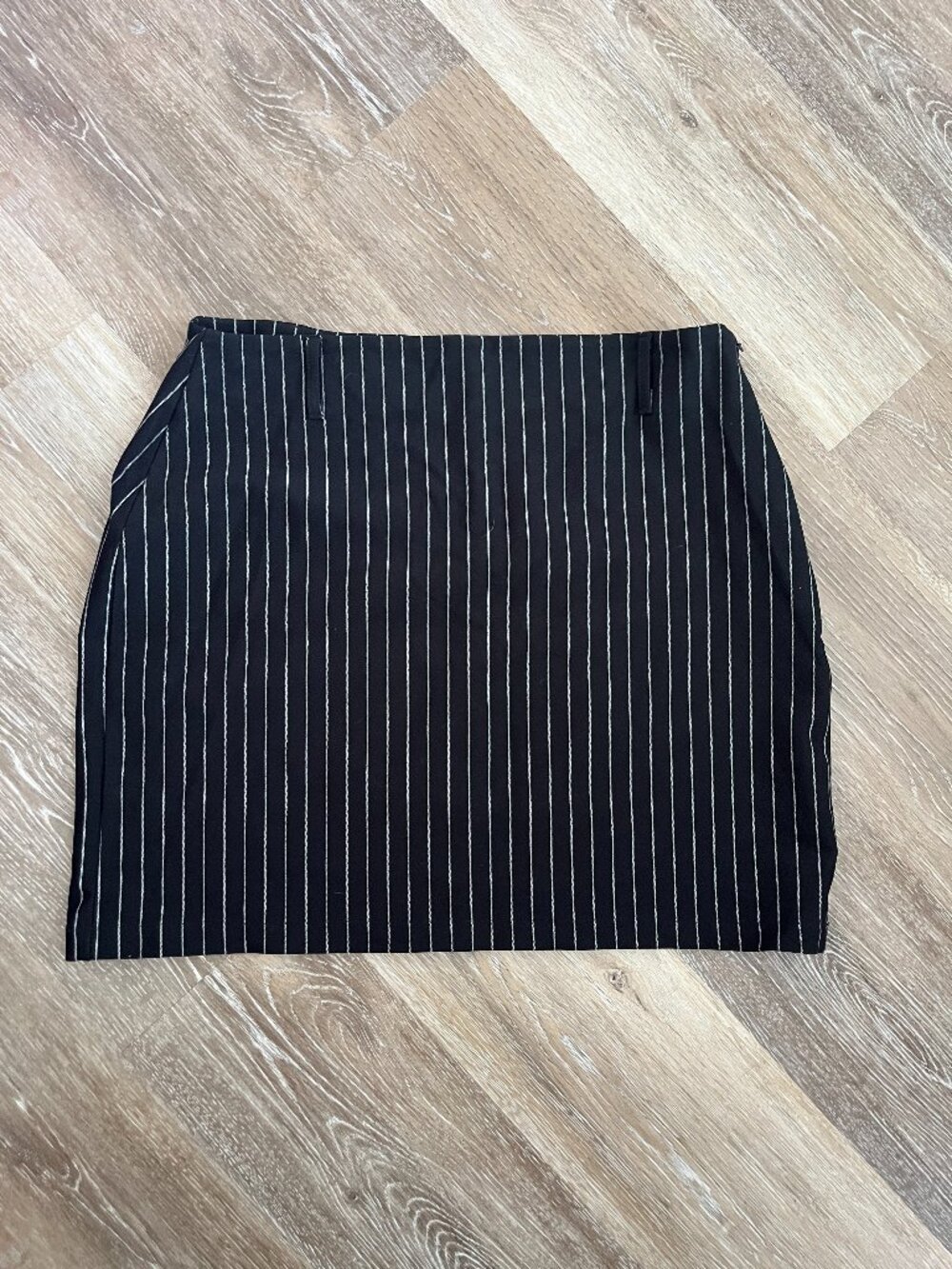 High Waist Side Zipper Pinstripe Skirt